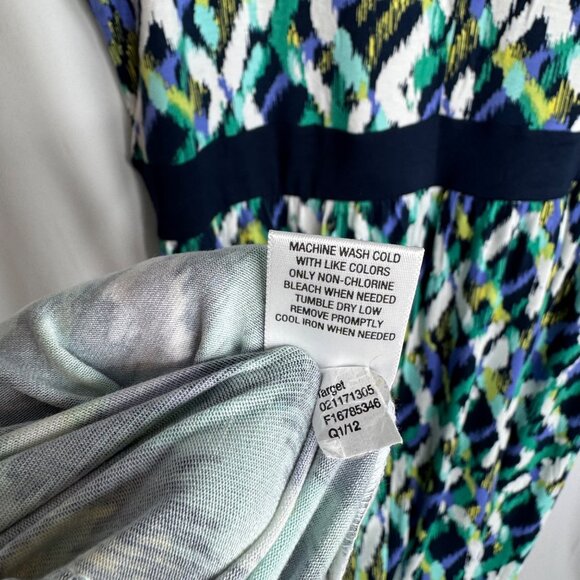 Merona Womens Plus Size 2 VNeck Maxi Dress Abstract Pattern Stretchy Lightweight - Picture 7 of 8